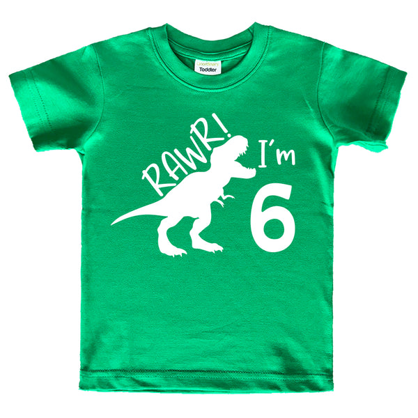 rawr im 6 dinosaur 6th birthday shirt boy 6 year old dino tshirts roar six bday