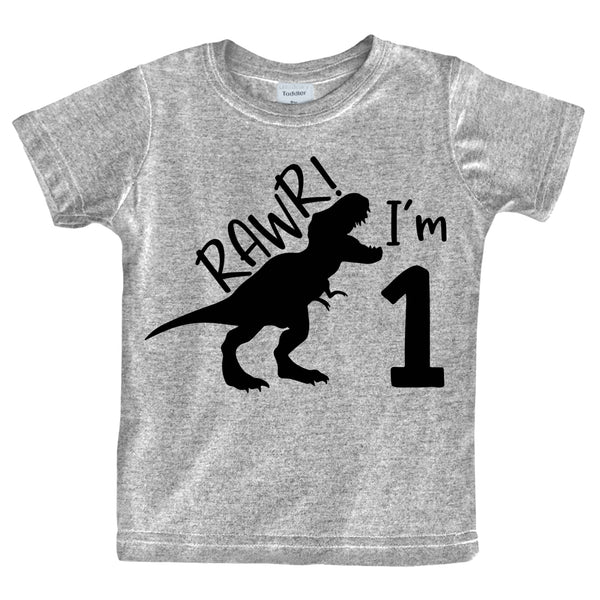 rawr im 1 Dinosaur First Birthday boy Outfit 1st Roar one Year Old Dino Shirt rex