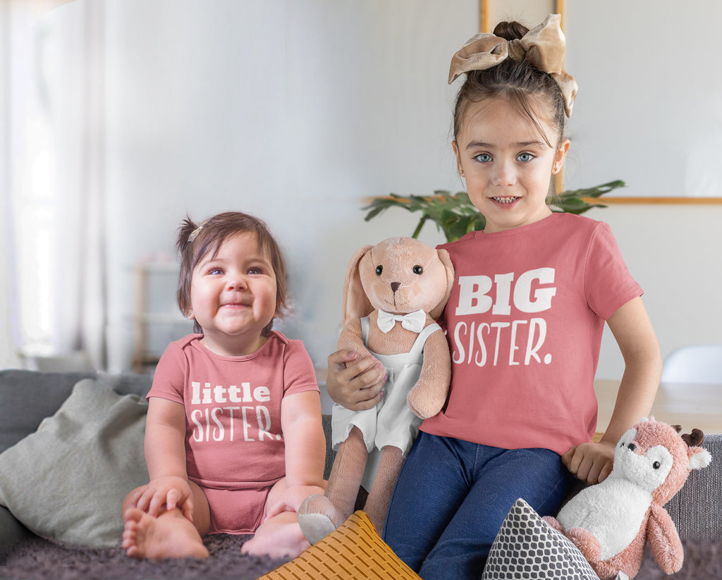 thumbnail image 2 of Big Sister Shirts For Girls Toddler Baby Girl Summer Shirt Romper Little Sister Matching Outfits 0-5T (B-Beige, 12-18 Months 2 of 12