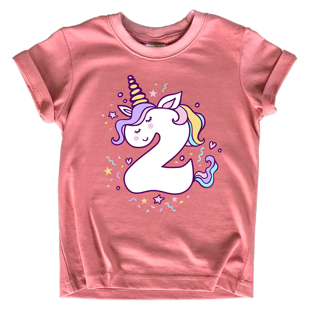 Unicorn 2nd Birthday Shirts for Toddler Girls Outfit 2 Year Old Second Two Shirt