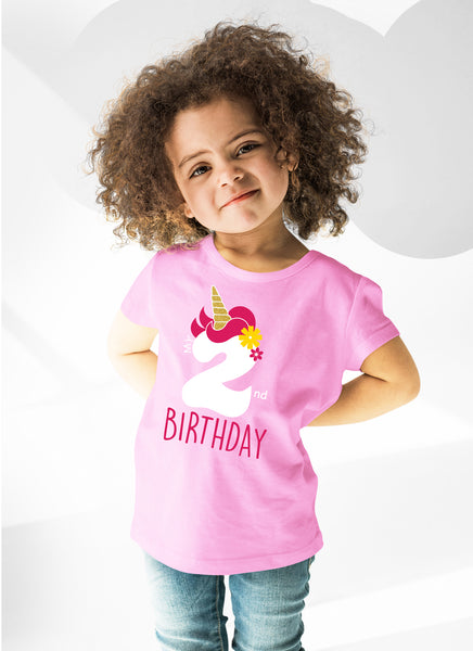 Unicorn 2nd Birthday Outfits for Toddler Girls Two Year Old 2 Shirt Girl Second