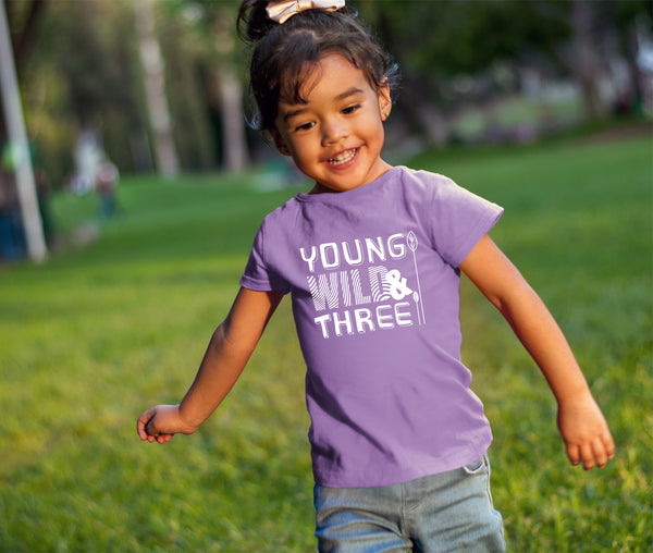 Young Wild and Three Shirt 3rd Birthday Girl Outfit 3 Year Old Third Party Tshirt