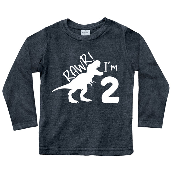 2nd Birthday Shirt boy Dinosaur rawr im 2 Toddler Two Year Old Second Dino Outfit