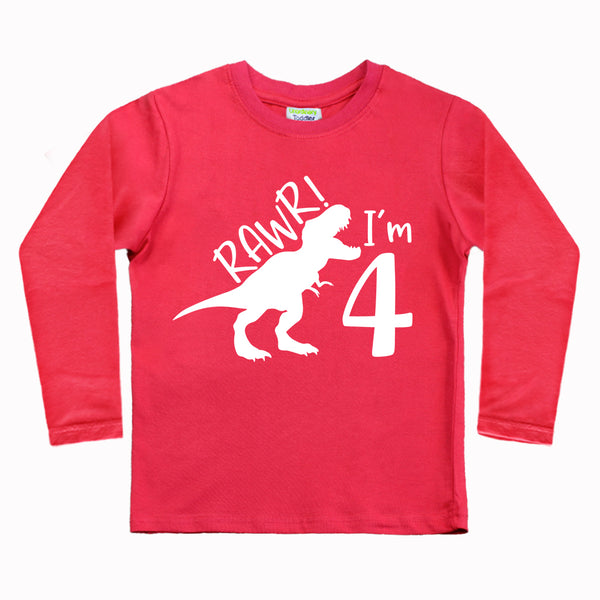 rawr im 4 Year Old boy Shirt Roar 4th Birthday Shirt boy Four Dinosaur Tshirt