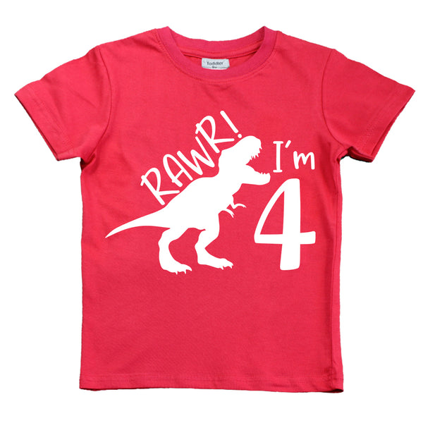 rawr im 4 Year Old boy Shirt Roar 4th Birthday Shirt boy Four Dinosaur Tshirt